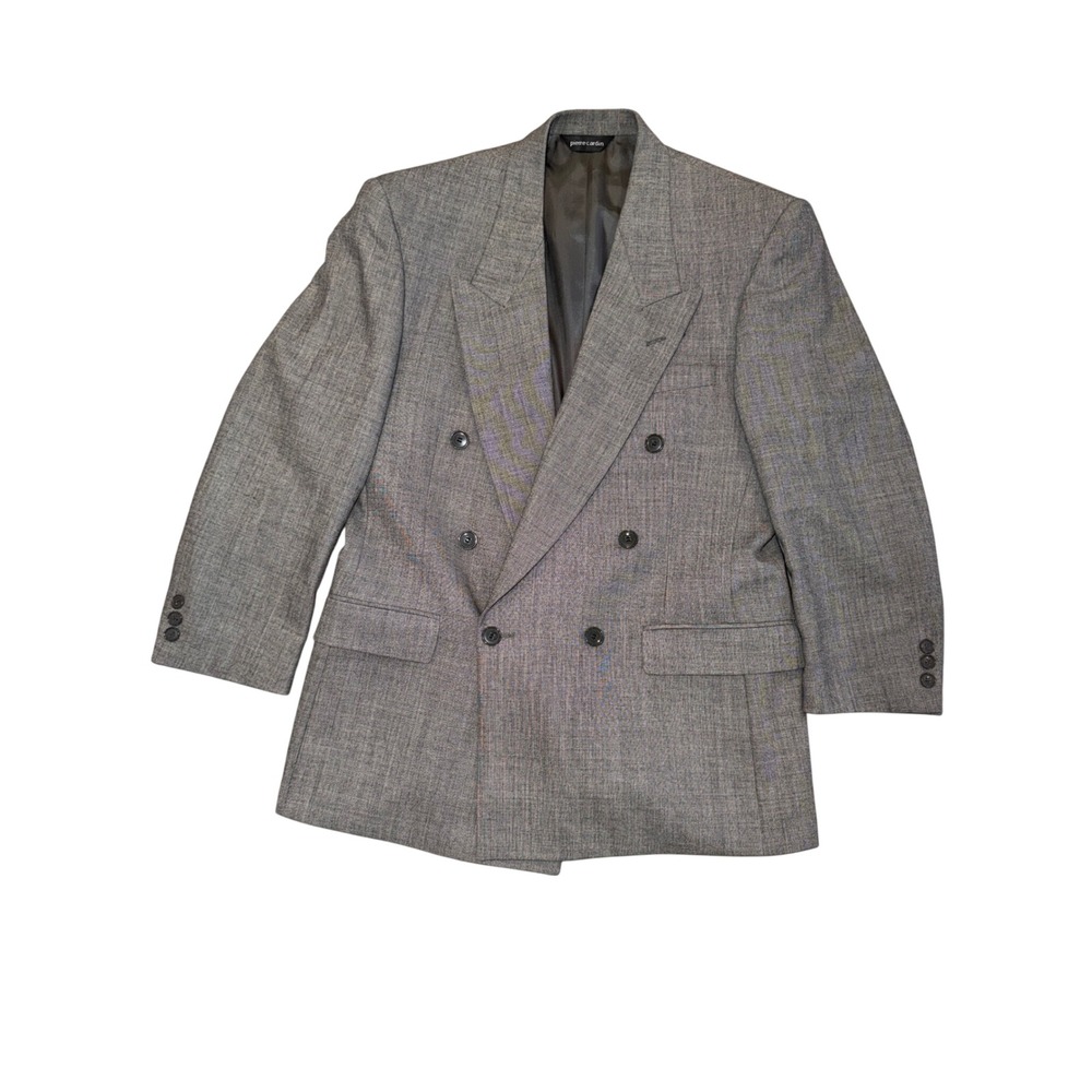 Pierre Cardin Mens Gray Double Breasted Suit Peak Lapel Pleated Pants 42R 31x29 - Picture 2 of 11